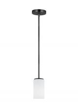  6124601EN3-112 - Alturas indoor dimmable LED 1-light mini pendant in a midnight black finish and etched white glass s