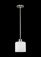  6128801EN3-962 - Canfield modern 1-light LED indoor dimmable ceiling hanging single pendant light in brushed nickel s