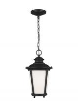  62240EN3-12 - Cape May traditional 1-light LED outdoor exterior hanging ceiling pendant in black finish with etche