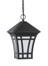  69131EN3-12 - Herrington transitional 1-light LED outdoor exterior hanging ceiling pendant in black finish with et