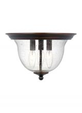  7514503EN-710 - Belton transitional 3-light LED indoor dimmable ceiling flush mount in bronze finish with clear seed