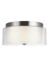  7537302EN3-962 - Elmwood Park traditional 2-light LED indoor dimmable ceiling semi-flush mount in brushed nickel silv