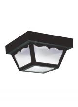  7569EN3-32 - Outdoor Ceiling traditional 2-light LED outdoor exterior ceiling flush mount in black finish with cl