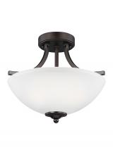  7716502EN3-710 - Geary transitional 2-light LED indoor dimmable ceiling flush mount fixture in bronze finish with sat