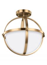  7724602EN3-848 - Alturas contemporary 2-light LED indoor dimmable ceiling semi-flush mount in satin brass gold finish