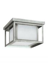  79039EN3-57 - Hunnington contemporary 2-light LED outdoor exterior ceiling flush mount in weathered pewter grey fi