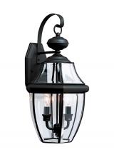  8039EN-12 - Lancaster traditional 2-light LED outdoor exterior wall lantern sconce in black finish with clear cu