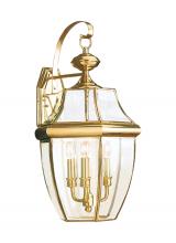  8040EN-02 - Lancaster traditional 3-light LED outdoor exterior wall lantern sconce in polished brass gold finish