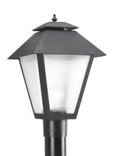  82065EN3-12 - Polycarbonate Outdoor traditional 1-light LED outdoor exterior post lantern in black finish with fro