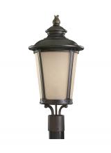  82240EN3-780 - Cape May traditional 1-light LED outdoor exterior post lantern in burled iron grey finish with etche