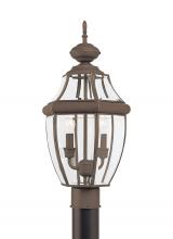  8229EN-71 - Lancaster traditional 2-light LED outdoor exterior post lantern in antique bronze finish with clear