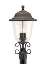  8259EN-46 - Trafalgar traditional 3-light LED outdoor exterior post lantern in oxidized bronze finish with clear