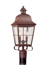  8262EN-44 - Chatham traditional 2-light LED outdoor exterior post lantern in weathered copper finish with clear