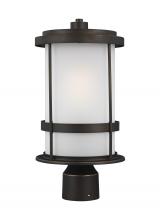  8290901EN3-71 - Wilburn modern 1-light LED outdoor exterior post lantern in antique bronze finish with satin etched