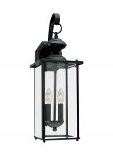  8468EN-12 - Jamestowne transitional 2-light LED outdoor exterior wall lantern in black finish with clear beveled