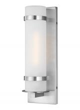  8518301EN3-04 - Alban modern 1-light LED outdoor exterior small round wall lantern sconce in satin aluminum silver f