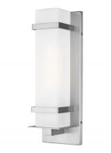  8520701EN3-04 - Alban modern 1-light LED outdoor exterior small square wall lantern sconce in satin aluminum silver