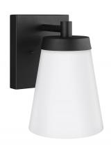  8638601EN3-12 - Renville transitional 1-light LED outdoor exterior large wall lantern sconce in black finish with sa