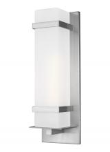  8720701EN3-04 - Alban modern 1-light LED outdoor exterior large square wall lantern sconce in satin aluminum silver