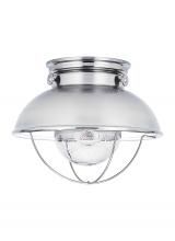  8869EN3-98 - Sebring transitional 1-light LED outdoor exterior ceiling flush mount in brushed stainless silver fi