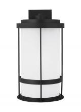  8890901EN3-12 - Wilburn modern 1-light LED outdoor exterior extra large wall lantern sconce in black finish with sat