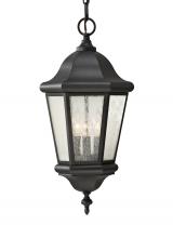  OL5911EN/BK - Martinsville traditional 3-light LED outdoor exterior pendant lantern in black finish with clear see