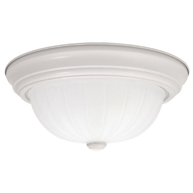 Two Light White Bowl Flush Mount