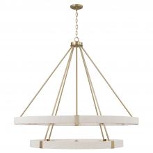  449802MA - 20-Light Two-Tier Chandelier in Matte Brass with Bleached Natural Rope