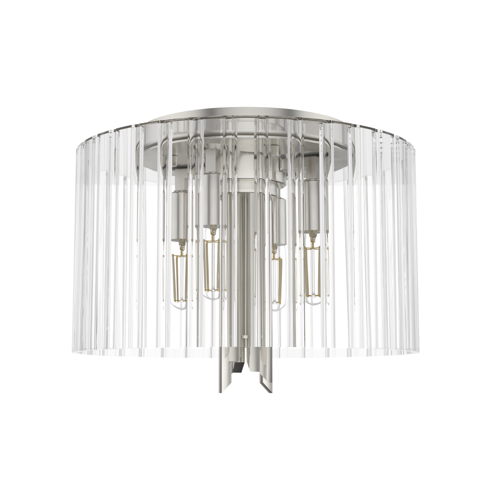 Hunter Gatz Brushed Nickel with Clear Glass 4 Light Flush Mount Ceiling Light Fixture