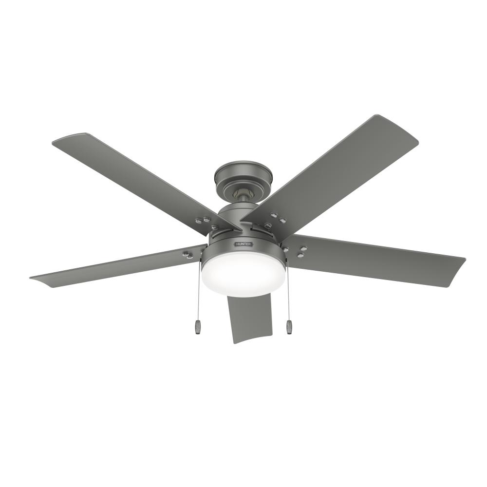 Hunter 52 inch Sea Point Matte Silver WeatherMax Indoor / Outdoor Ceiling Fan with LED Light Kit and