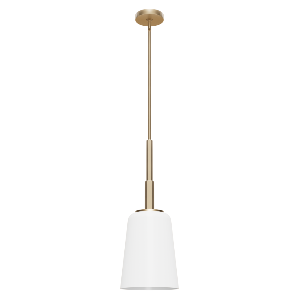 Hunter Nolita Alturas Gold with Cased White Glass 1 Light Pendant Ceiling Light Fixture