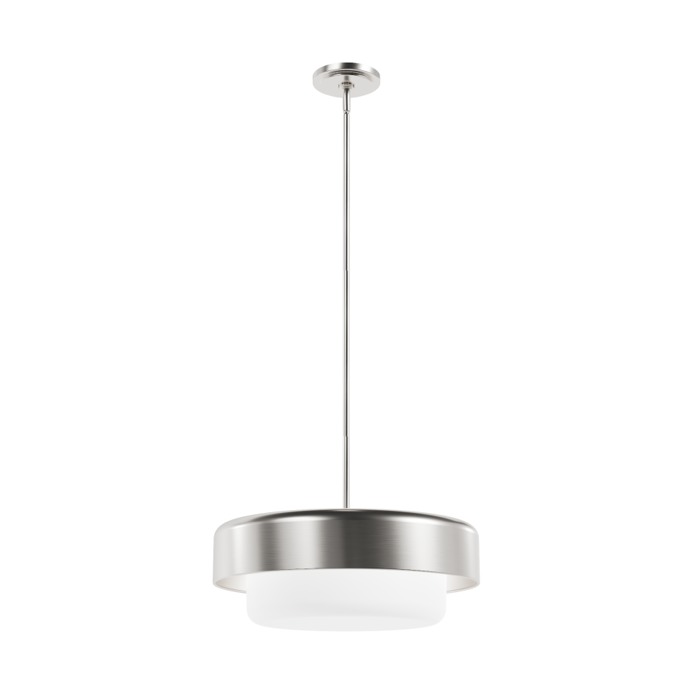 Hunter Station Brushed Nickel with Frosted Cased White Glass 3 Light Pendant Ceiling Light Fixture