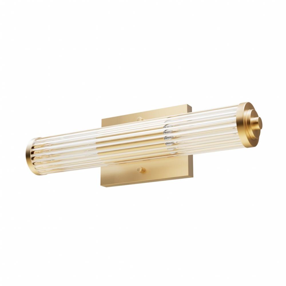 Hunter Holly Grove Alturas Gold with Clear Glass 2 Light Bathroom Vanity Wall Light Fixture