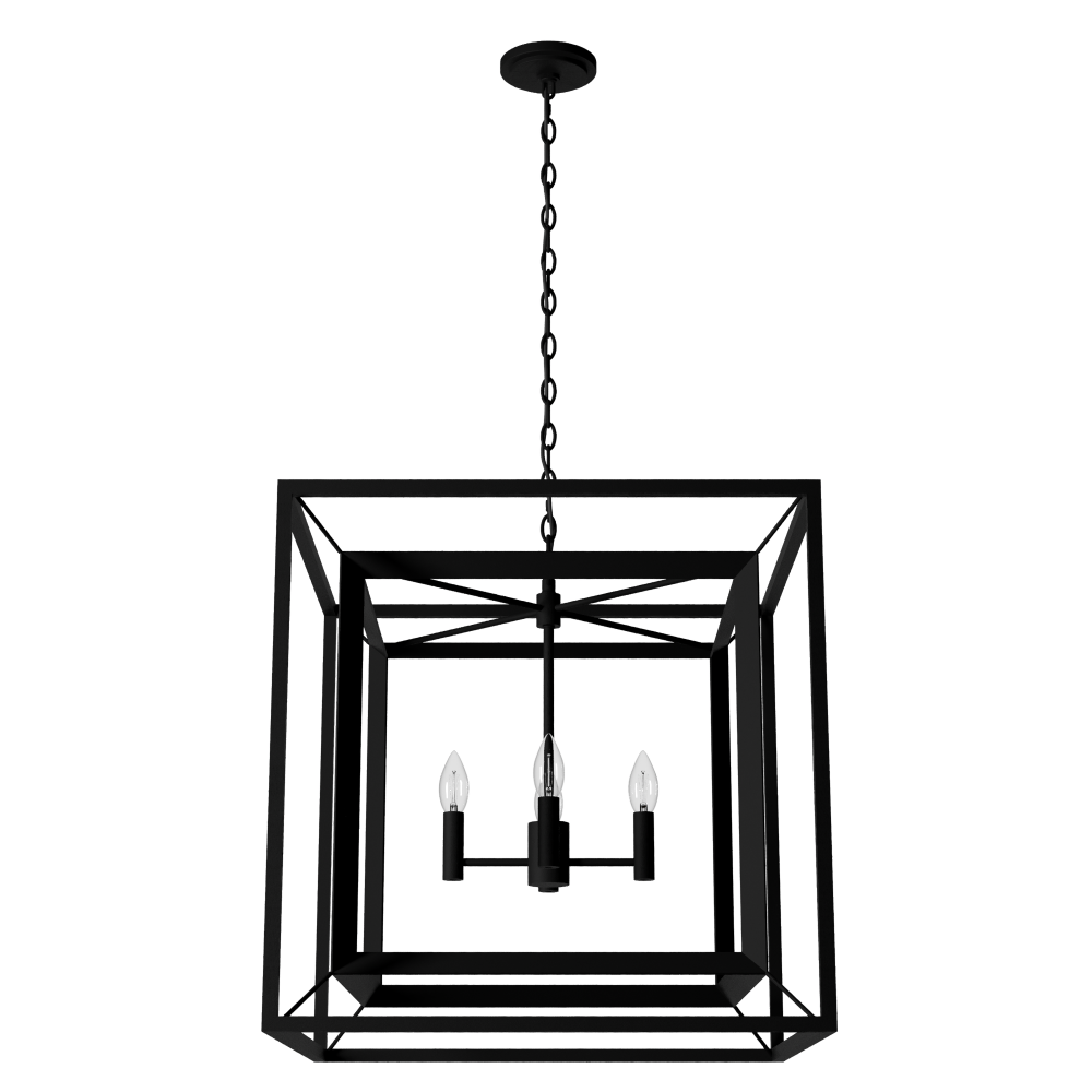 Hunter Doherty Natural Black Iron 4 Light Chandelier Ceiling Light Fixture