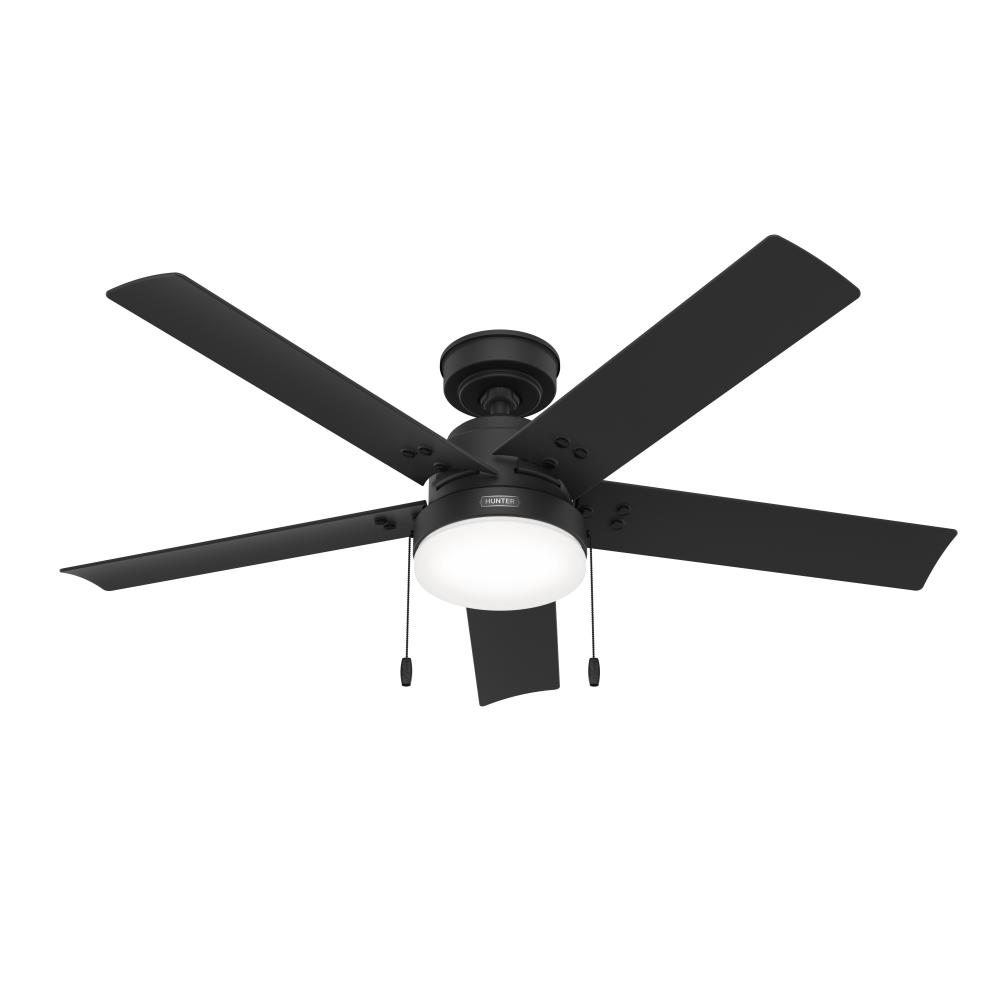 Hunter 52 inch Sea Point Matte Black WeatherMax Indoor / Outdoor Ceiling Fan with LED Light Kit and
