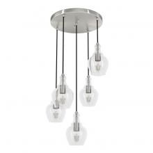  19899 - Hunter Maple Park Brushed Nickel with Clear Glass 5 Light Pendant Cluster Ceiling Light Fixture