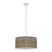  19381 - Hunter Solhaven Warm Grey Oak and Brushed Nickel with Painted Cased White Glass 3 Light Pendant Ceil