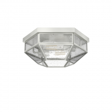  19116 - Hunter Indria Brushed Nickel with Seeded Glass 2 Light Flush Mount Ceiling Light Fixture