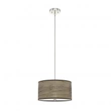  19244 - Hunter Solhaven Warm Grey Oak and Brushed Nickel with Painted Cased White Glass 2 Light Pendant Ceil