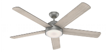  59486 - Hunter 60 inch Wi-Fi Romulus Matte Silver Ceiling Fan with LED Light Kit and Handheld Remote