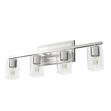  48032 - Hunter Kerrison Brushed Nickel with Seeded Glass 4 Light Bathroom Vanity Wall Light Fixture