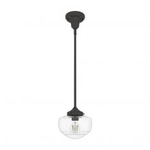  19046 - Hunter Saddle Creek Noble Bronze with Seeded Glass 1 Light Pendant Ceiling Light Fixture