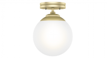 19020 - Hunter Hepburn Modern Brass with Cased White Glass 1 Light Flush Mount Ceiling Light Fixture