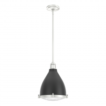  19218 - Hunter Bluff View Flat Matte Black and Brushed Nickel with Clear Holophane Glass 1 Light Pendant Cei