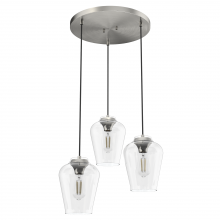 19727 - Hunter Vidria Brushed Nickel with Clear Glass 3 Light Pendant Cluster Ceiling Light Fixture