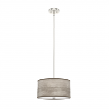  19242 - Hunter Solhaven Light Gray Oak and Brushed Nickel with Painted Cased White Glass 2 Light Pendant Cei