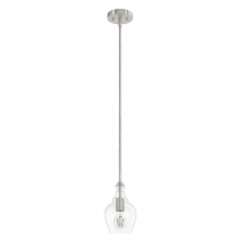  19569 - Hunter Maple Park Brushed Nickel with Clear Glass 1 Light Pendant Ceiling Light Fixture