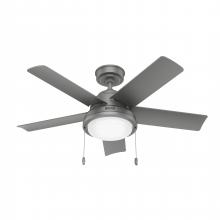  51440 - Hunter 44 inch Seawall Matte Silver WeatherMax Indoor / Outdoor Ceiling Fan with LED Light Kit and P