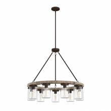 Hunter 19245 - Hunter Devon Park Onyx Bengal and Barnwood with Clear Glass 9 LT Chandelier Ceiling LT Fixture