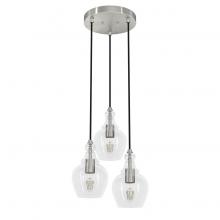  19992 - Hunter Maple Park Brushed Nickel with Clear Glass 3 Light Pendant Cluster Ceiling Light Fixture